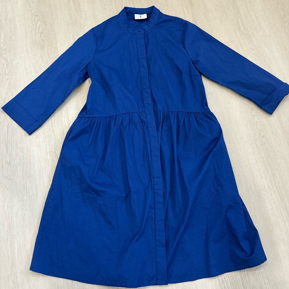 Tuckernuck Stretch  Royal Blue  Shirt Dress Mini Small Minimalist Chic